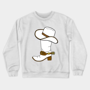 WHITE Cowboy Boot And Hat Crewneck Sweatshirt